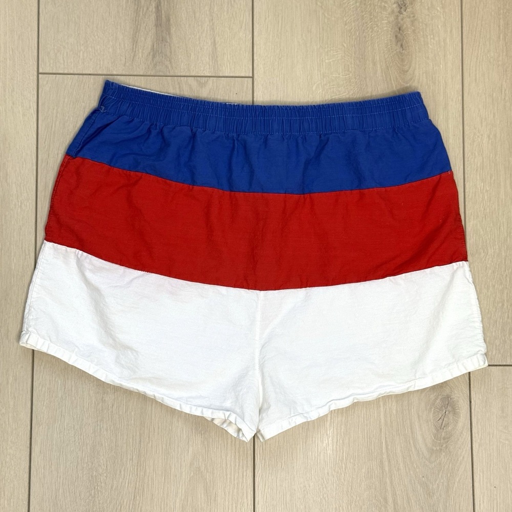 VTG SOL-AIRE USA Colorblock Shorts 32 Blue‎ Red White 80s Running Nylon USA
